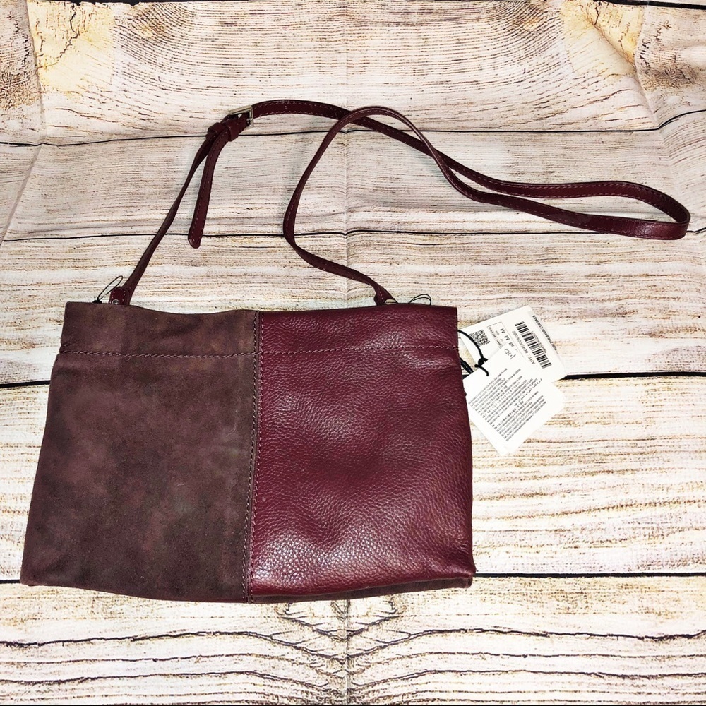 NWT ZARA Gathered Burgundy Crossbody Leather Bag